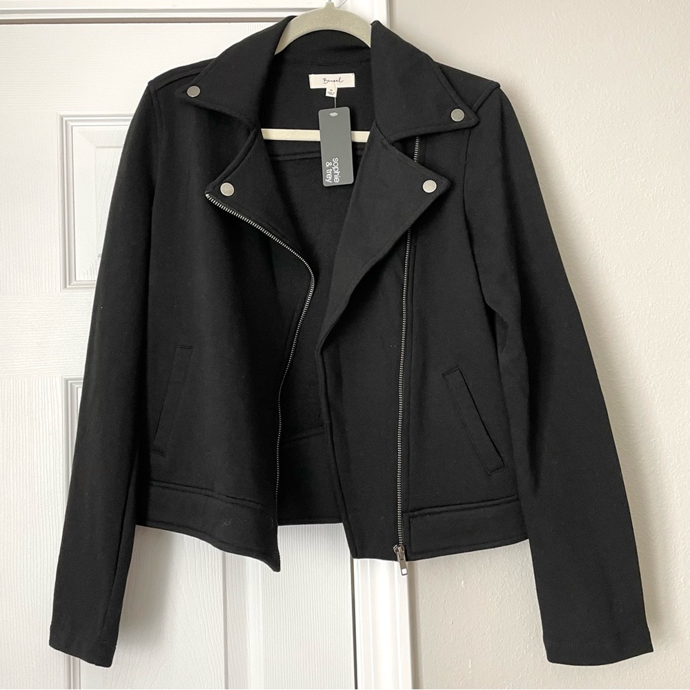 Becaal Leota Black Asymmetric Zip Bomber Jacket - women’s medium
